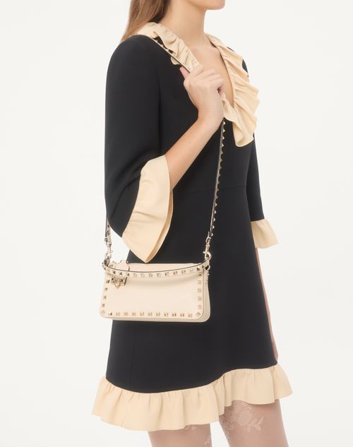 Valentino Garavani - Small Rockstud Grainy Calfskin Crossbody Bag - Light Ivory - Woman - Shoulder Bags